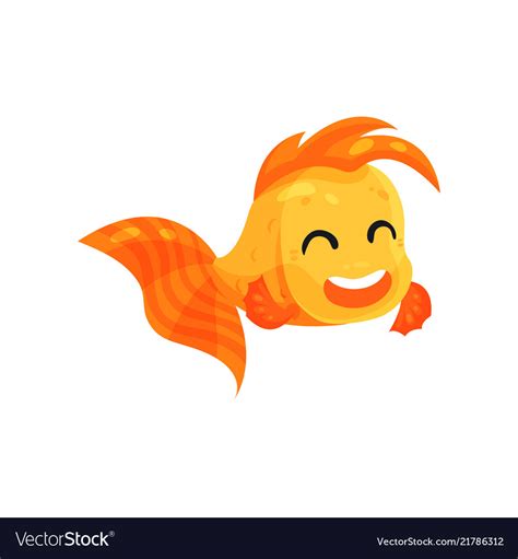 Cute Happy Goldfish Funny Fish Cartoon Character Vector Image | My XXX ...