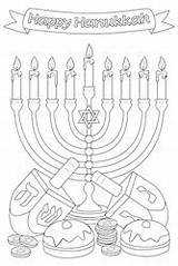 Kippah Happy Hanukkah coloring page Royalty Free Vector sketch template