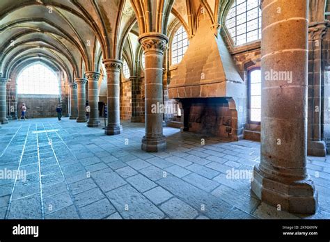 Mont Saint Michel Normandy France. The interior of the abbey Stock ...