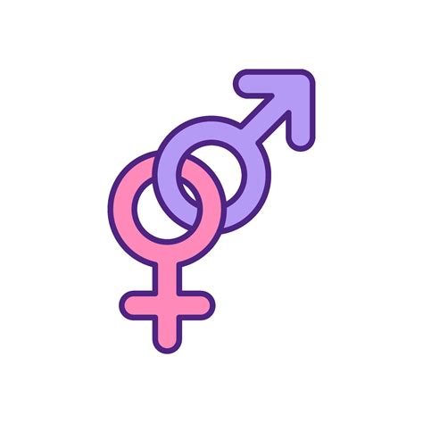 Male and female gender symbols together RGB color icon. 2210356 Vector ...