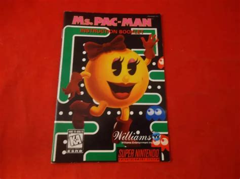 MS. PAC-MAN SUPER Nintendo SNES Instruction Manual Booklet ONLY Miss Mrs. Pacman $4.99 - PicClick
