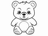 Easy Coloring Cinnamon Bear Image  Page sketch template
