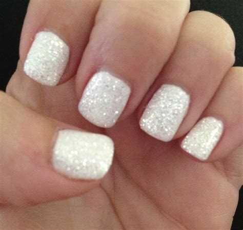 White diamond gel nails | White gel nails, White glitter nails, Trendy nails