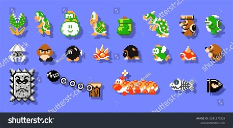 Set Enemies Characters Super Mario Bros Stock Vector (Royalty Free) 2291573629 | Shutterstock