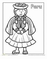 Multicultural Coloring Peru  Worksheet Educationcom Flag sketch template