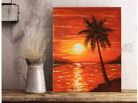 Sunset acrylic Painting on Canvas Original Art Abstract Art | Etsy