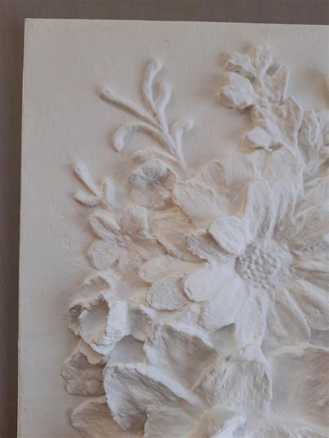 Plaster wall art plaster relief 3d plaster relief white bas | Etsy