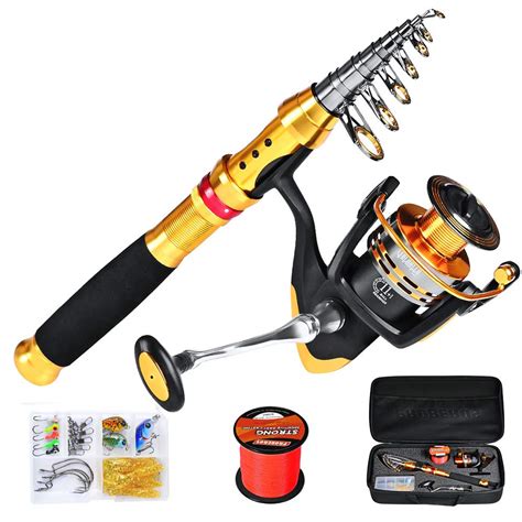 Fishing Reel And Rod Combo Full Kit Telescopic Fishing Pole Spinning