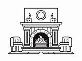 Coloring Page Of A Fireplace  sketch template