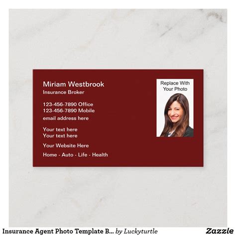 Insurance Agent Photo Template Business Cards | Zazzle | Photo business cards, Photo template, Cards