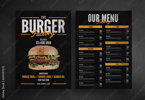 Burger Restaurant Menu Layout Stock Template | Adobe Stock