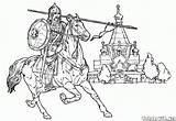 Spear Coloring Knight Medieval Colorear Shield Sword Castle Template  sketch template