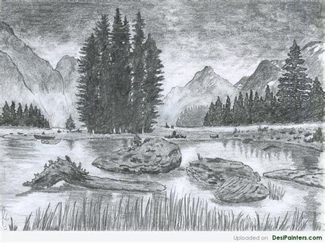 Pencil Sketch Of A Scenery | DesiPainters.com