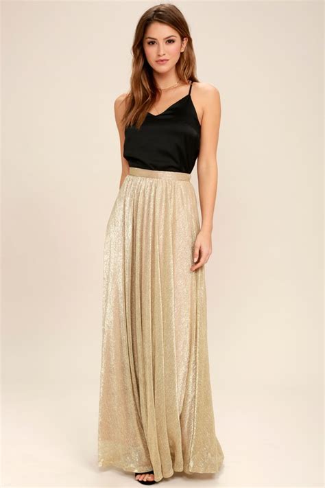 Chic Gold Maxi Skirt - Metallic Skirt - Metallic Maxi Skirt - Lulus