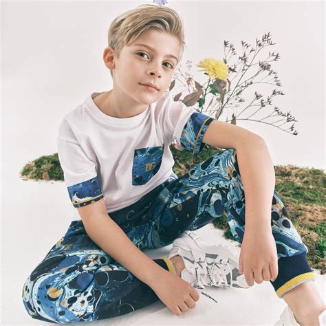 Dolce & Gabbana - Boys Blue Marble Logo Joggers | Childrensalon Outlet