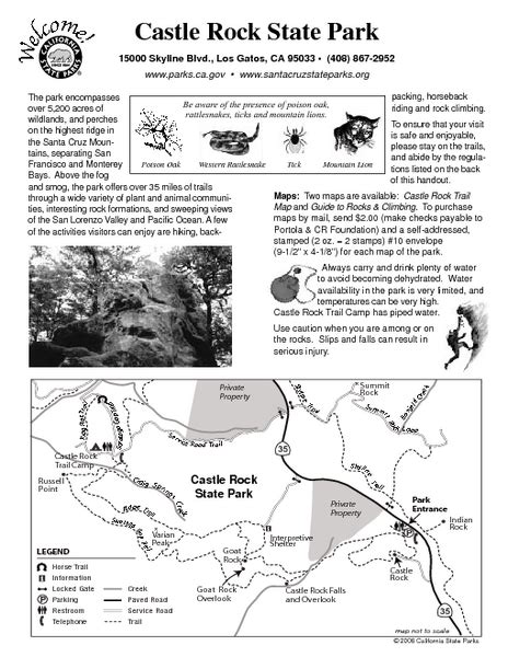 Castle Rock State Park Map - 15000 Skyline Blvd Los Gatos CA • mappery