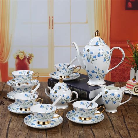 European style Ceramic Coffee Sets Bone China Coffee Pot Cups Saucers ...