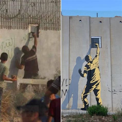 Graffiti seen at the Lebanese-Palestinian border, recreating the moment ...