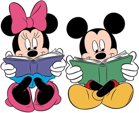 two mickey and minnie mouses reading books with the caption that says ...