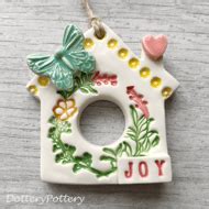 Small Ceramic bird house decoration with potter... - Folksy