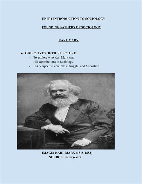 KARL MARX FY - sociology notes - UNIT 1 INTRODUCTION TO SOCIOLOGY FOUNDING FATHERS OF SOCIOLOGY ...