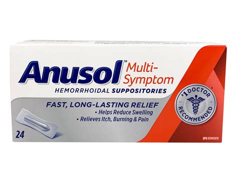 Anusol Regular Pain Relief Hemorrhoidal Suppositories (24 pack) – CanOutlet.com