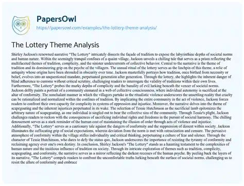 The Lottery Theme Analysis - Free Essay Example - 526 Words | PapersOwl.com