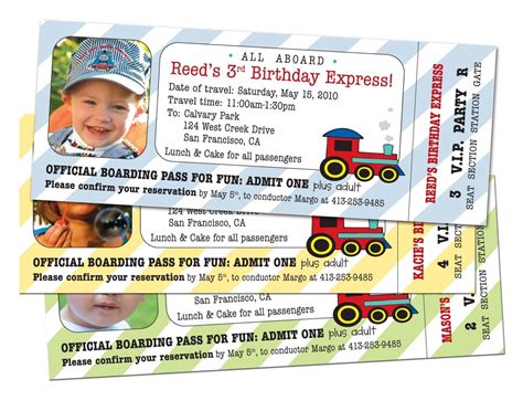 train ticket invitation | Train birthday invitations, Ticket party invitations, Train birthday