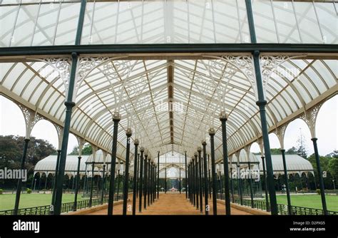 Glass house in a botanical garden, Lal Bagh Botanical Garden, Bangalore ...