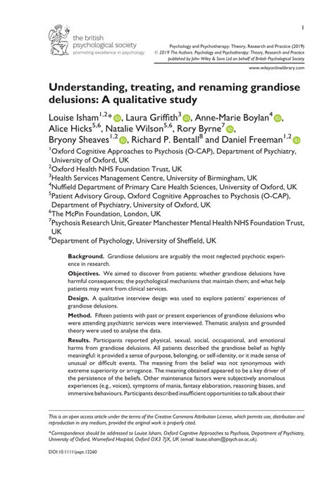 (PDF) Understanding, treating, and renaming grandiose delusions: A ...