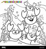Black And White Outline illustration Of crabs Swimming Under The Sea  sketch template