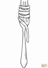 Fork With Spaghetti coloring Page  Free Printable Coloring Pages sketch template