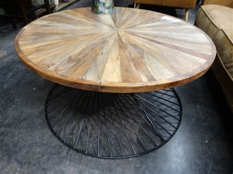 Coffee Table Yuma Round Spiral Wire Base Coffee Table - Rare Finds Warehouse