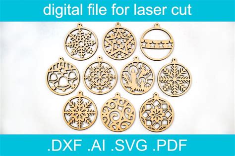 Laser Cut Files Christmas Ornament SVG Bundle (2135093)