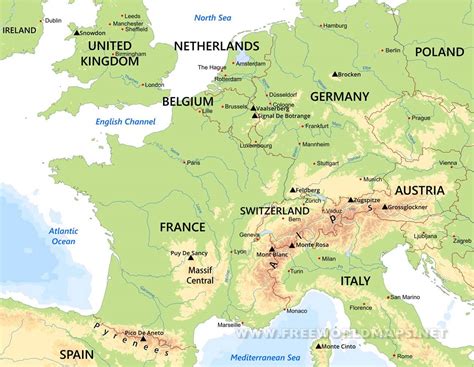 Western Europe Physical Map