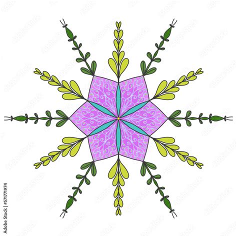 mandala symmetrical flower shaped illustration, isolated transparent background png Stock ...