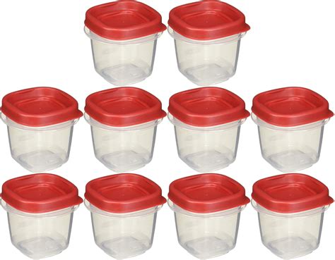 Rubbermaid 0.5 Cup Easy Find Lid Square Food Storage Containers (Pack of 10 Containers ...