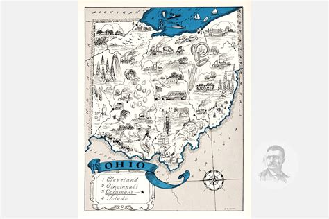 Vintage Ohio Map 1931 Old Map of Ohio Historical Wall Art | Etsy