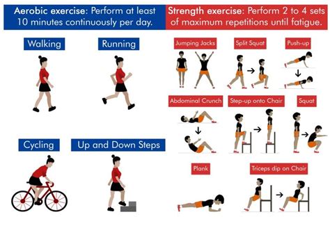 Suggestions for aerobic and strength exercises to perform at home or ...