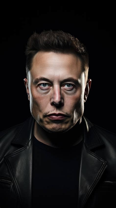 An engaging portrait of Elon Musk, his face showing determination and focus as he steps into the ...