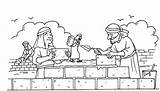 Nehemiah Rebuilding The Wall Coloring Page sketch template