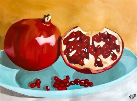 Pomegranates Modern Farmhouse Wall Art Still Life Original Acrylic Painting PRINT 8x10 - Etsy