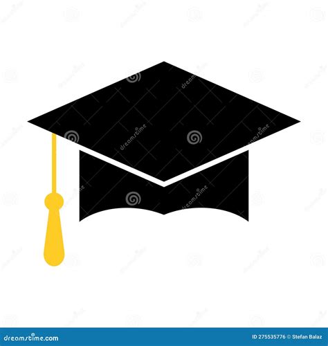 Graduation Hat Icon on White Background, Vector Illustration. Education ...