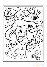 Little Ariel Disney princess  Coloring Pages For Kids sketch template