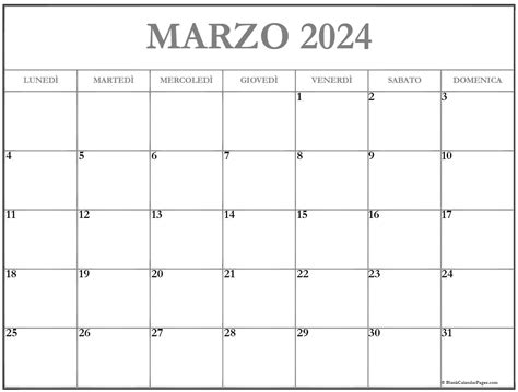 Calendario Marzo 2024