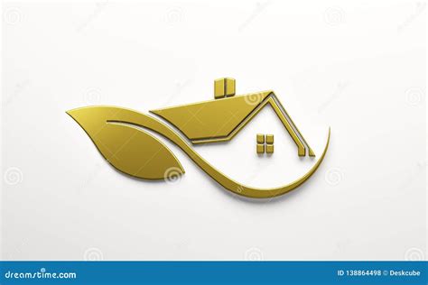 Gold Real Estate Logo. 3D Render Illustration Stock Illustration - Illustration of color ...