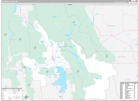 Flathead County, MT Wall Map Premium Style by MarketMAPS - MapSales