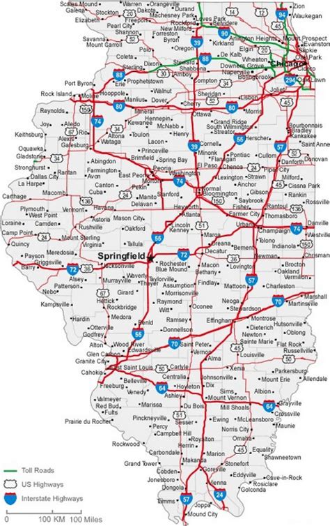 Illinois State Road Map With Census Information – Printable Map of The ...