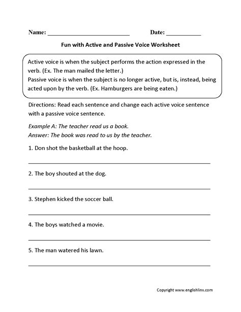 Passive Voice To Active Voice Exercises With Answers - Exercise Poster