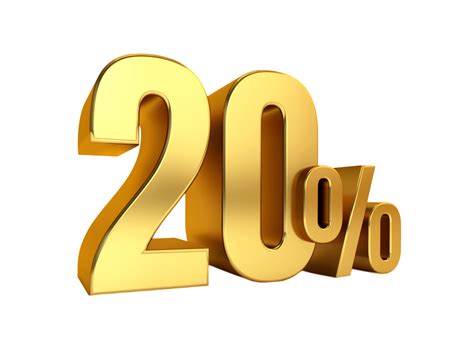 20 percent off. On sale. Great deal. twenty percent. 3D text 8489751 PNG